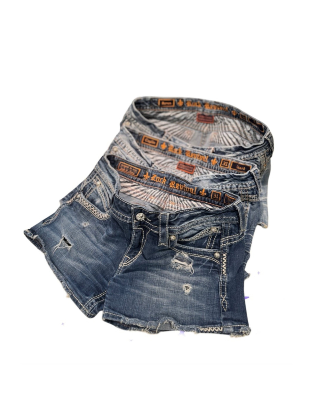 Rock Revival Womens Two Pairs of Jean Shorts Sold is Raven.